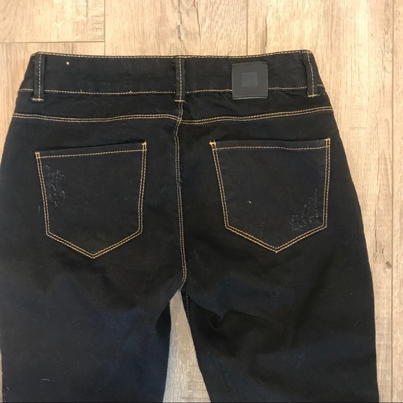 Dark Wash Distressed Jeans - Picture 7 of 8